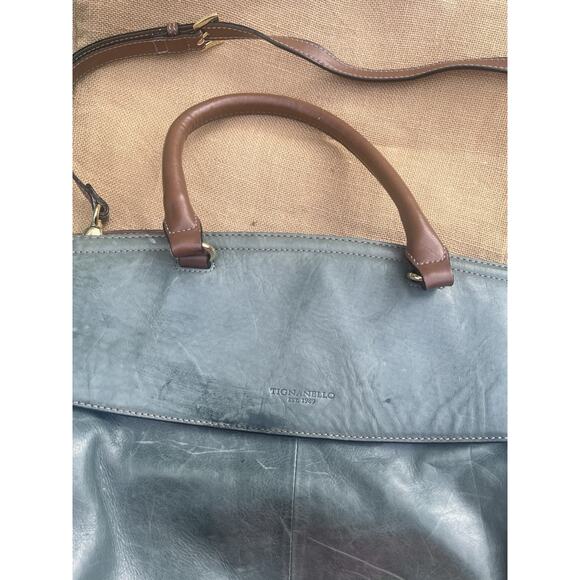 Tignanello Green Leather Satchel Purse Shoulder Hand Bag - Picture 3 of 13